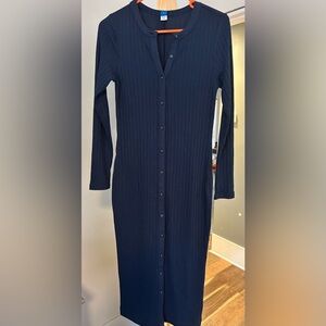 Old Navy Midi Long Sleeve Navy Dress